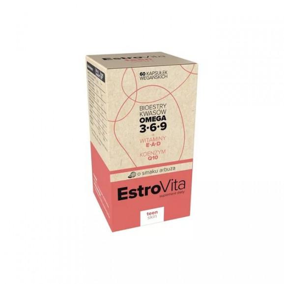 EstroVita Teen Skin Omega 3-6-9, o smaku arbuza – suplement diety (60 kapsułek) - zdjęcie produktu