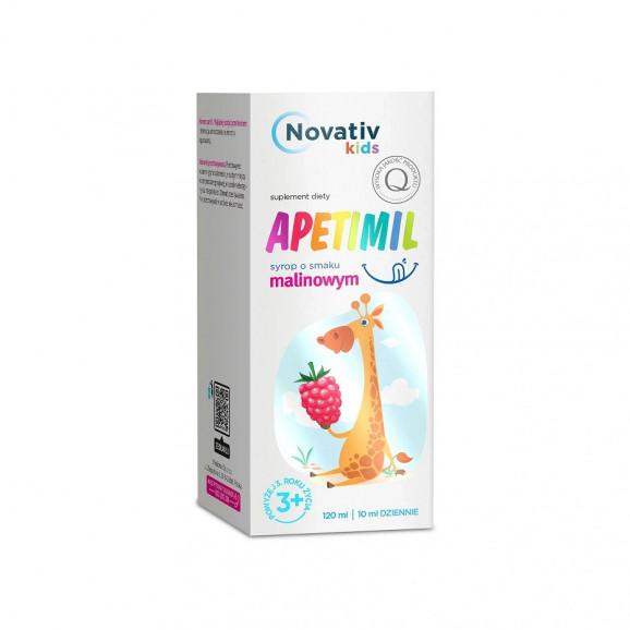 Novativ Kids Apetimil Syrop o smaku malinowym – suplement diety (120 ml) Novativ Kids Apetimil Syrop o smaku malinowym – suplement diety (120 ml) - zdjęcie produktu