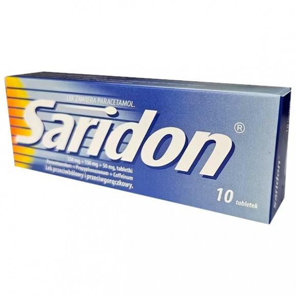 Saridon 250 mg + 150 mg + 50 mg – produkt leczniczy (10 tabletek) - zdjęcie produktu
