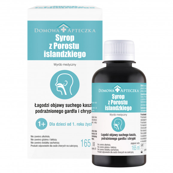 Syrop z Porostu islandzkiego, Domowa Apteczka – wyrób medyczny (165 ml) Syrop z Porostu islandzkiego, Domowa Apteczka – wyrób medyczny (165 ml) - zdjęcie produktu