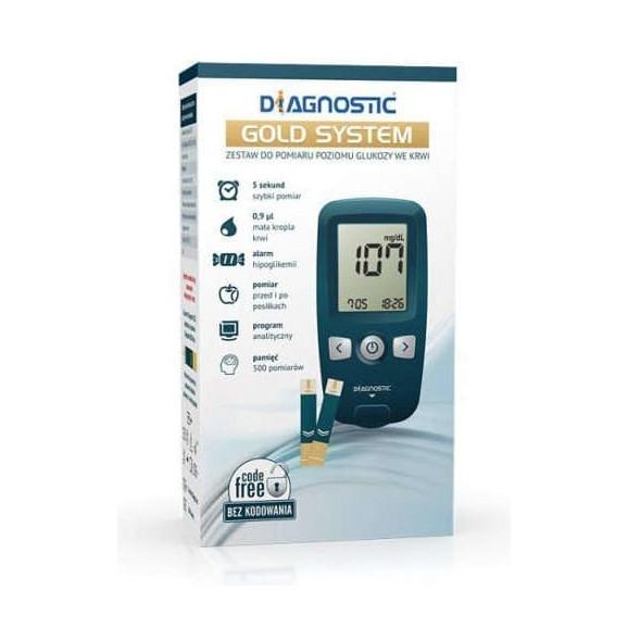 Glukometr Diagnostic Gold System, zestaw do pomiaru glukozy we krwi, 1 szt. Glukometr Diagnostic Gold System, zestaw do pomiaru glukozy we krwi, 1 szt. - zdjęcie produktu