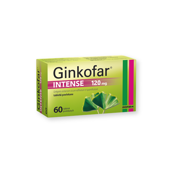 Ginkofar Intense, 120 mg, tabletki powlekane, 60 szt. Ginkofar Intense, 120 mg, tabletki powlekane, 60 szt. - zdjęcie produktu