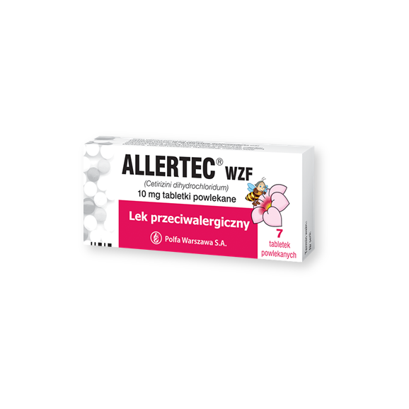 Allertec WZF, 10 mg, tabletki powlekane, 7 szt. Allertec WZF, 10 mg, tabletki powlekane, 7 szt. - zdjęcie produktu