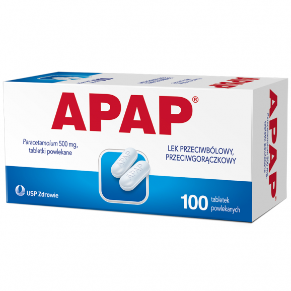Apap 500 mg, tabletki powlekane, 100 szt. - zdjęcie produktu