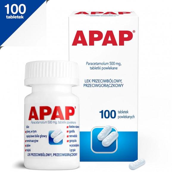 Apap 500 mg, tabletki powlekane, 100 szt. - zdjęcie produktu