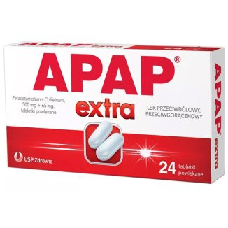 Apap Extra, 500 mg + 65 mg, tabletki powlekane, 24 szt.