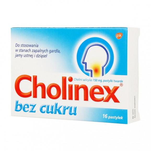 Cholinex, 150 mg, pastylki do ssania (bez cukru), 16 szt. Cholinex, 150 mg, pastylki do ssania (bez cukru), 16 szt. - zdjęcie produktu