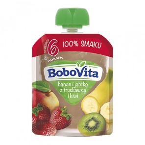 BoboVita, banan, jabłko z truskawką i kiwi, po 6. miesiącu, 80 g - zdjęcie produktu