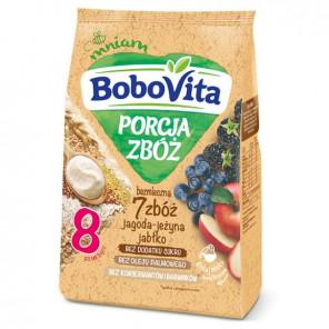 BoboVita Porcja Zbóż, kaszka bezmleczna 7 zbóż, jagoda, jeżyna, jabłko, 8 m+, 170 g - zdjęcie produktu
