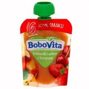 BoboVita, truskawki i wiśnie z bananem, po 6 miesiącu, 80 g - zdjęcie produktu