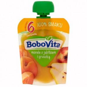 BoboVita, Deser w tubce, morele z jabłkiem i gruszką, po 6 miesiącu, 80 g. - zdjęcie produktu