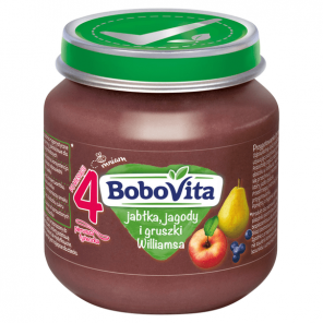 BoboVita, jabłka, jagody i gruszki Williamsa, 125 g - zdjęcie produktu