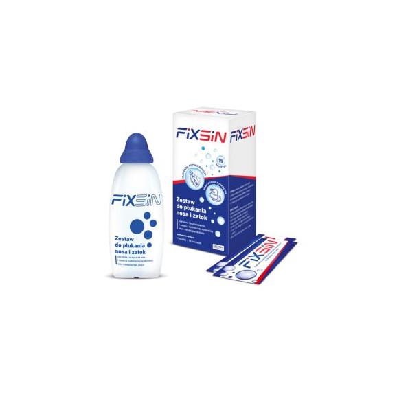 Fixsin, zestaw podstawowy do płukania nosa i zatok, butelka 240 ml + 15 sasz. Fixsin, zestaw podstawowy do płukania nosa i zatok, butelka 240 ml + 15 sasz. - zdjęcie produktu