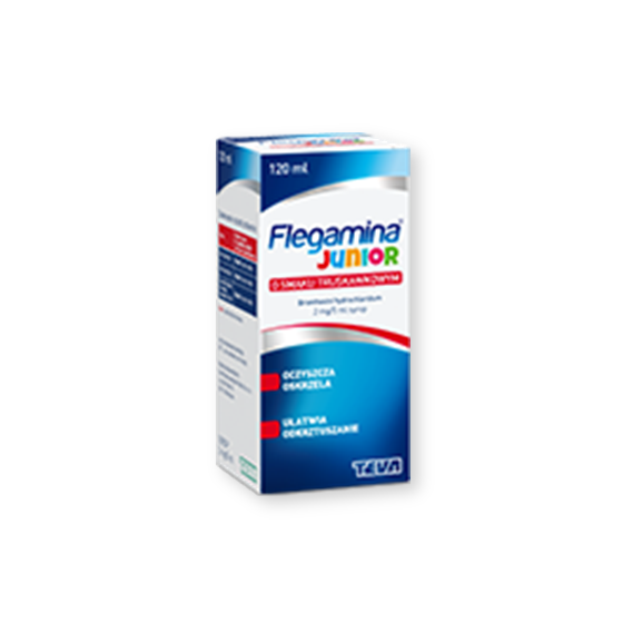 Flegamina Junior o smaku truskawkowym, 2 mg/5 ml, syrop , 200 ml Flegamina Junior o smaku truskawkowym, 2 mg/5 ml, syrop , 200 ml - zdjęcie produktu