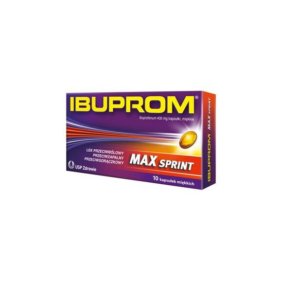 Ibuprom Max Sprint, 400 mg, kapsułki miękkie, 10 szt. Ibuprom Max Sprint, 400 mg, kapsułki miękkie, 10 szt. - zdjęcie produktu