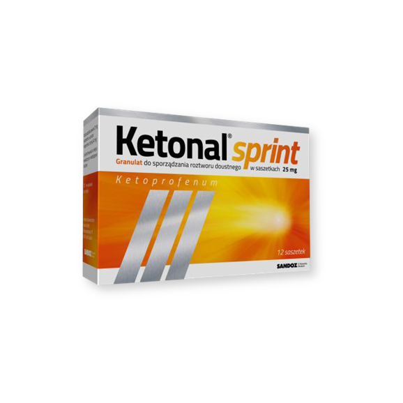 Ketonal Sprint, 25 mg, granulki do sporządzania roztworu doustnego, 12 saszetek Ketonal Sprint, 25 mg, granulki do sporządzania roztworu doustnego, 12 saszetek - zdjęcie produktu