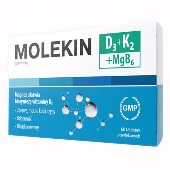 Molekin D3 + K2 + MgB6, tabletki powlekane, 60 szt. Molekin D3 + K2 + MgB6, tabletki powlekane, 60 szt. - zdjęcie produktu