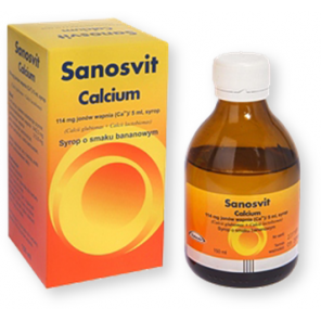 Calcium Sanosvit, syrop bananowy, 150 ml - zdjęcie produktu
