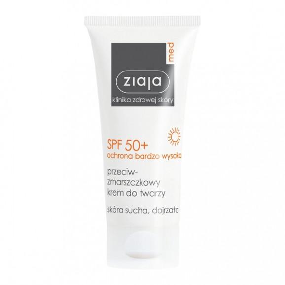 Ziaja Med SPF 50+, przeciwzmarszczkowy krem, cera sucha i dojrzała, 50 ml Ziaja Med SPF 50+, przeciwzmarszczkowy krem, cera sucha i dojrzała, 50 ml - zdjęcie produktu