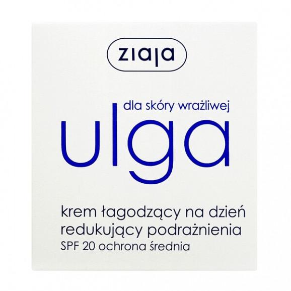 Ziaja Ulga dla skóry wrażliwej, krem łagodzący na dzień redukujący podrażnienia, SPF 20, 50 ml Ziaja Ulga dla skóry wrażliwej, krem łagodzący na dzień redukujący podrażnienia, SPF 20, 50 ml - zdjęcie produktu