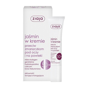 Ziaja, jaśmin w kremie przeciw zmarszczkom 50+ pod oczy i na powieki, 15 ml