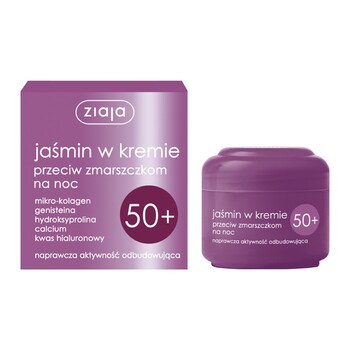 Ziaja, jaśmin w kremie przeciw zmarszczkom 50+ na noc, 50 ml