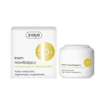 Ziaja 50+, krem nawilżający, naprawczy z ceramidami, 50 ml