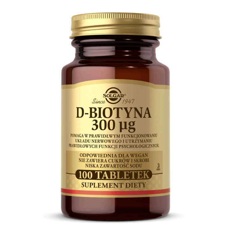 Solgar D-Biotyna 300 mcg - suplement diety (100 tabletek)