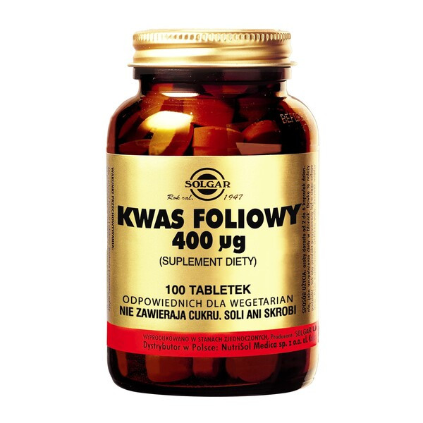 Solgar Kwas foliowy, tabletki, 100 szt.