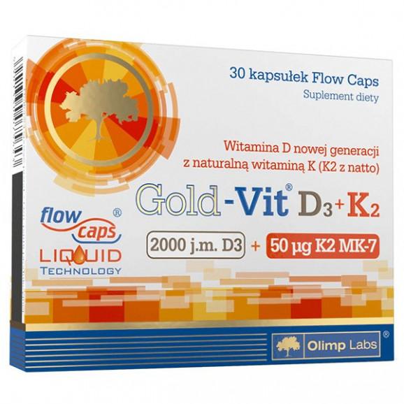 Olimp Gold-Vit D3 + K2, witamina D 2000 j.m. + witamina K 50 µg, 30 kapsułek Olimp Gold-Vit D3 + K2, witamina D 2000 j.m. + witamina K 50 µg, 30 kapsułek - zdjęcie produktu