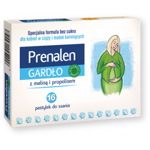 Prenalen Gardło z maliną i propolisem, pastylki do ssania bez cukru, 16 szt. - zdjęcie produktu