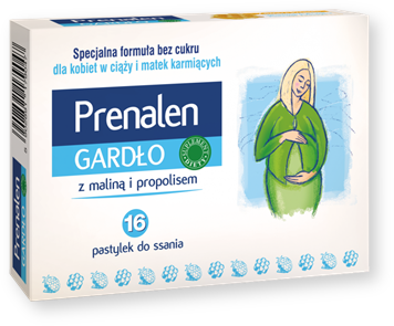 Prenalen Gardło z maliną i propolisem, pastylki do ssania bez cukru, 16 szt.