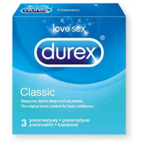 Durex Classic, prezerwatywy ze środkiem nawilżającym, 3 szt. - zdjęcie produktu