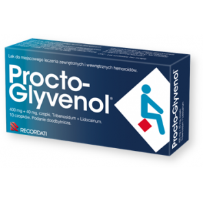 Procto-Glyvenol, 400 mg + 40 mg, czopki doodbytnicze, 10 szt. - zdjęcie produktu