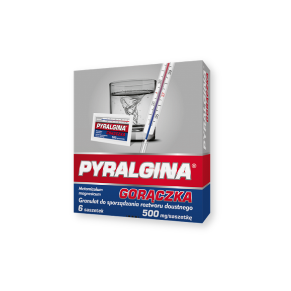 Pyralgina Gorączka, 500 mg, granulat w saszetkach, 6 szt. Pyralgina Gorączka, 500 mg, granulat w saszetkach, 6 szt. - zdjęcie produktu