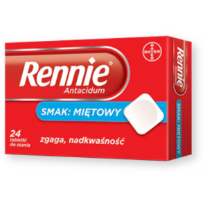 Rennie Antacidum, 680 mg+80 mg, tabletki do ssania, smak miętowy, 24 szt. - zdjęcie produktu