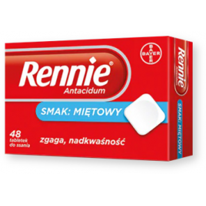 Rennie Antacidum, 680 mg+80 mg, tabletki do ssania, smak miętowy, 48 szt. - zdjęcie produktu