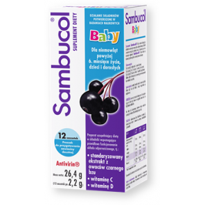 Sambucol Baby, proszek do przygotowania zawiesiny doustej, 2,2 g, saszetki, 12 szt. - zdjęcie produktu