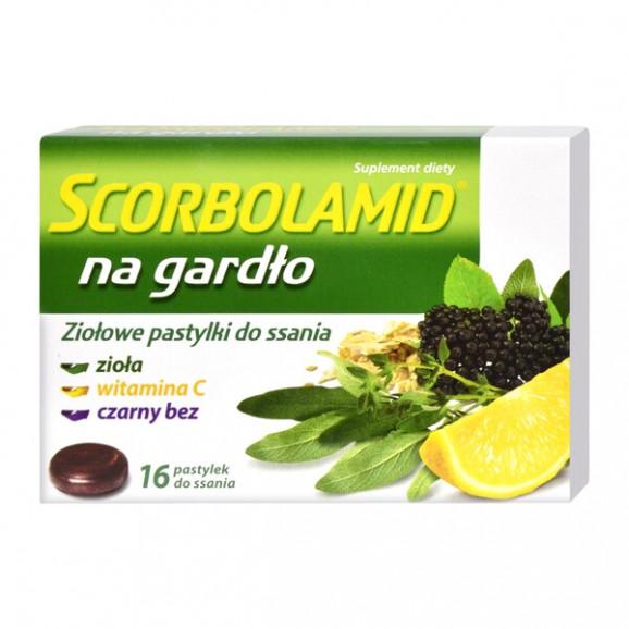 Scorbolamid na gardło, pastylki do ssania, 16 szt. Scorbolamid na gardło, pastylki do ssania, 16 szt. - zdjęcie produktu