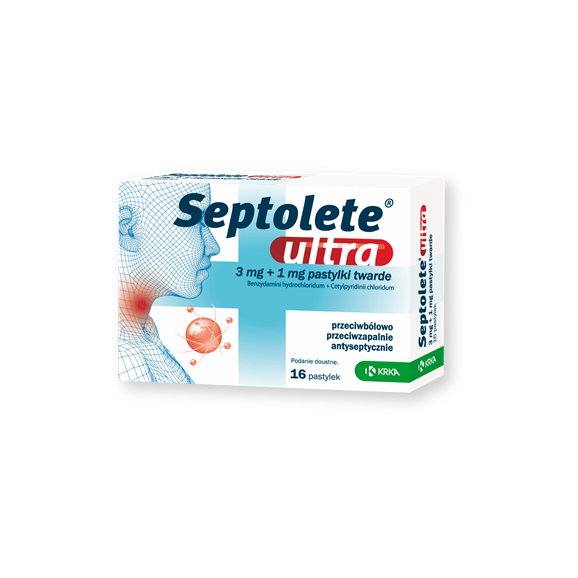 Septolete Ultra, (3 mg + 1 mg), pastylki twarde, 16 szt. Septolete Ultra, (3 mg + 1 mg), pastylki twarde, 16 szt. - zdjęcie produktu