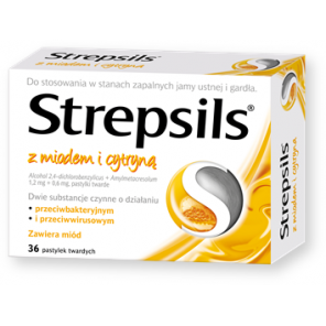 Strepsils z miodem i cytryną, pastylki twarde, 36 szt. - zdjęcie produktu