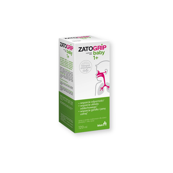 Zatogrip baby 1+, syrop, smak malinowy, 120 ml Zatogrip baby 1+, syrop, smak malinowy, 120 ml - zdjęcie produktu