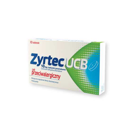 Zyrtec UCB, 10 mg, tabletki powlekane, 10 szt. Zyrtec UCB, 10 mg, tabletki powlekane, 10 szt. - zdjęcie produktu