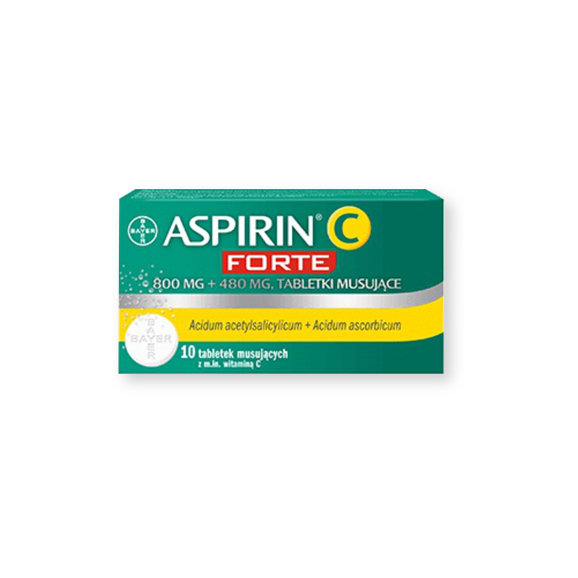Aspirin C Forte, 800 mg + 480 mg, tabletki musujące, 10 szt. Aspirin C Forte, 800 mg + 480 mg, tabletki musujące, 10 szt. - zdjęcie produktu