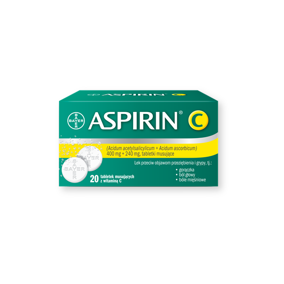 Aspirin C, 400 mg + 240 mg, tabletki musujące, 20 szt. Aspirin C, 400 mg + 240 mg, tabletki musujące, 20 szt. - zdjęcie produktu
