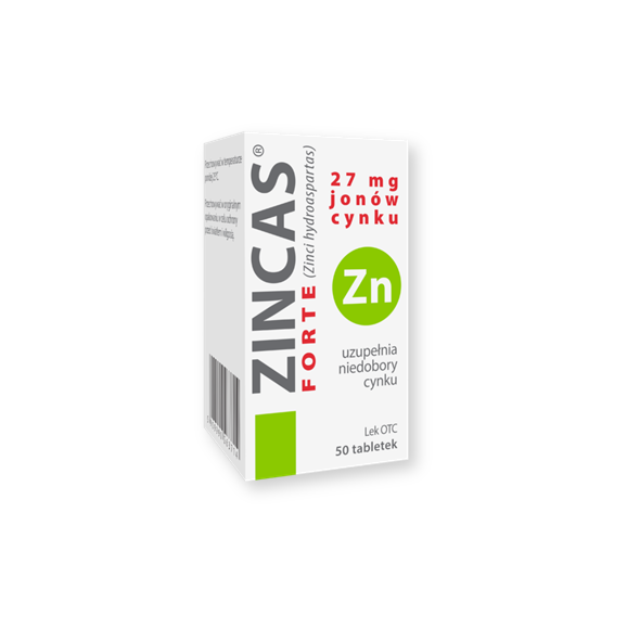 Zincas forte, 27 mg jonów cynku, tabletki, 50 szt. Zincas forte, 27 mg jonów cynku, tabletki, 50 szt. - zdjęcie produktu