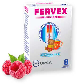 Fervex Junior, granulat bez cukru, 8 saszetek