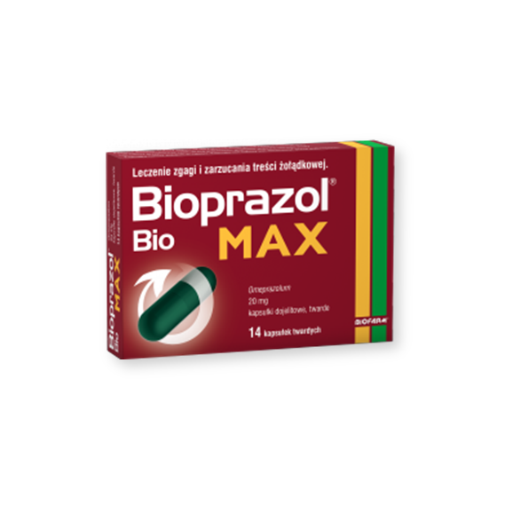 Bioprazol Bio Max, 20 mg, kapsułki dojelitowe twarde, 14 szt. Bioprazol Bio Max, 20 mg, kapsułki dojelitowe twarde, 14 szt. - zdjęcie produktu