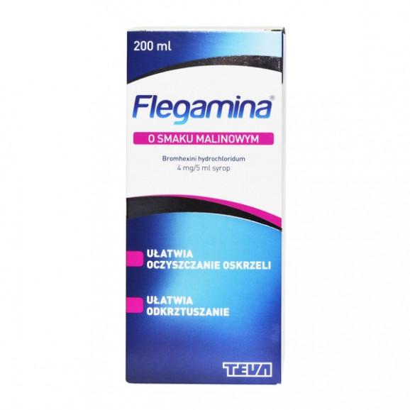 Flegamina o smaku malinowym, 4 mg /5 ml, syrop, 200 ml Flegamina o smaku malinowym, 4 mg /5 ml, syrop, 200 ml - zdjęcie produktu