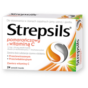 Strepsils pomarańczowy z witaminą C, pastylki twarde, 24 szt. - zdjęcie produktu